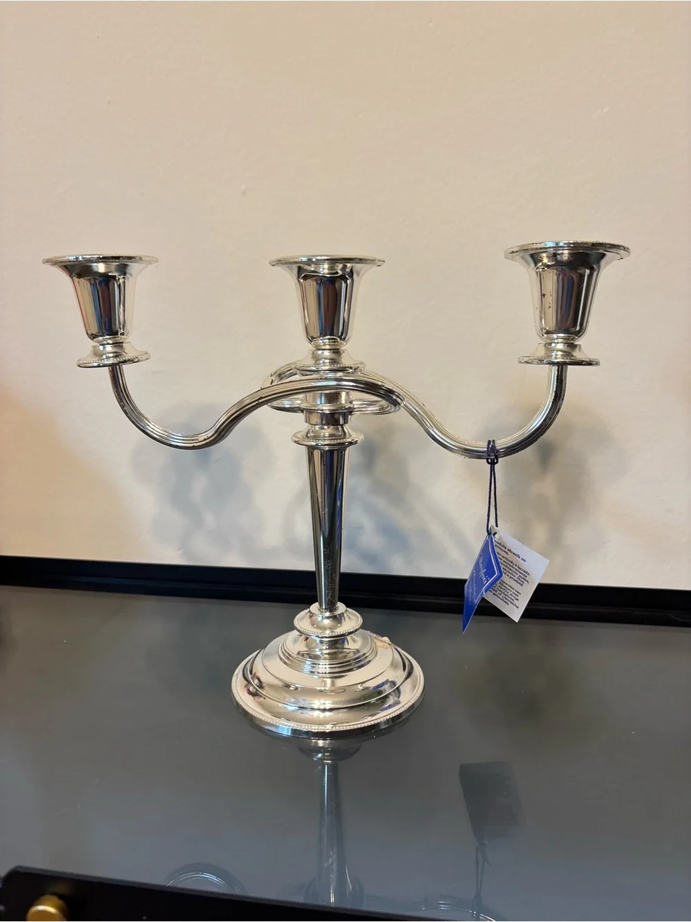 Three-Arm Silver Candelabra Candle Holder